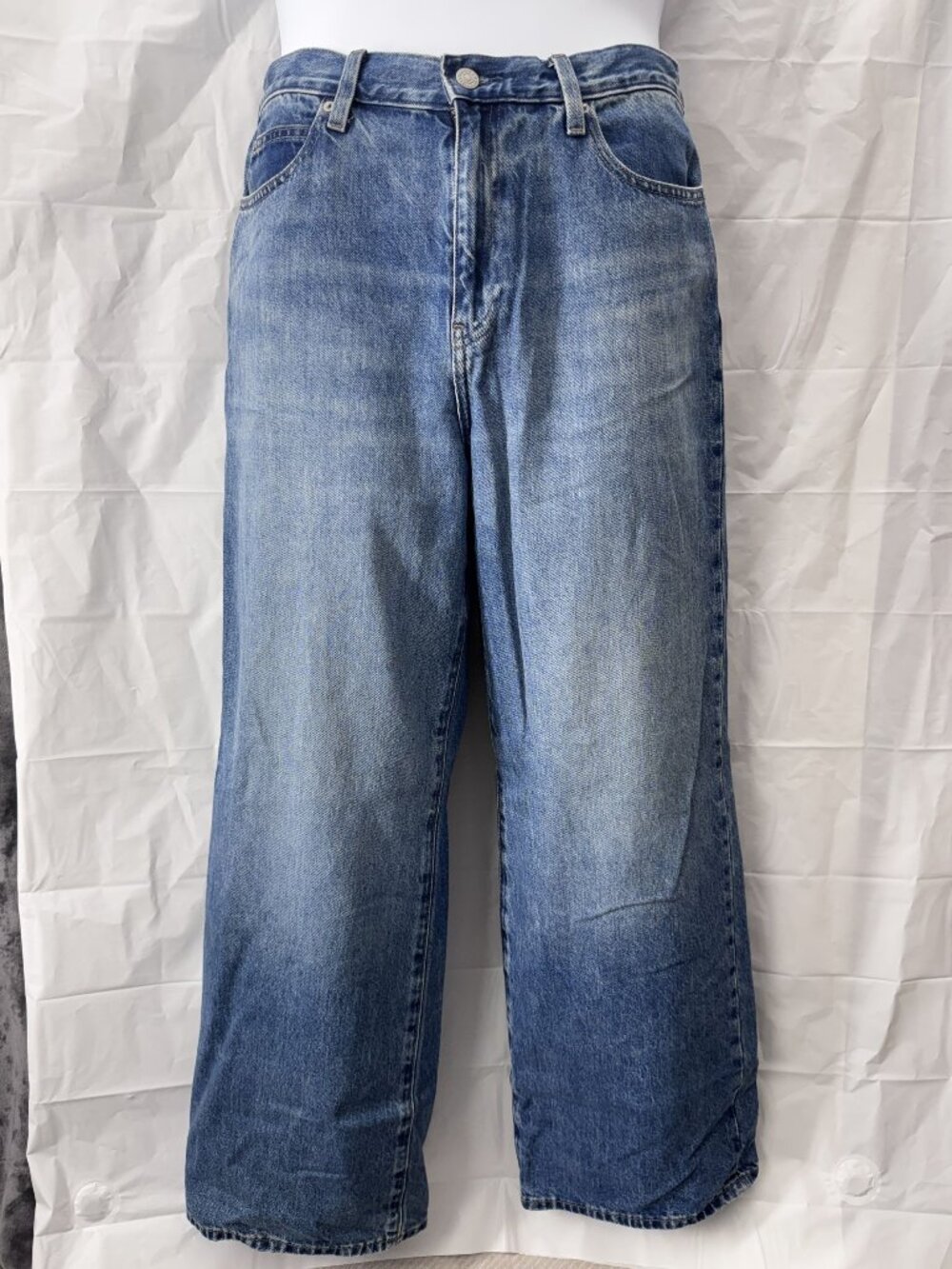 UNIQLO Women's High Rise Wide Leg Jeans Blue Denim 100% Cotton